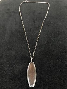 Vintage Silver Chain 18 Inch & Silver Pendant With Wood